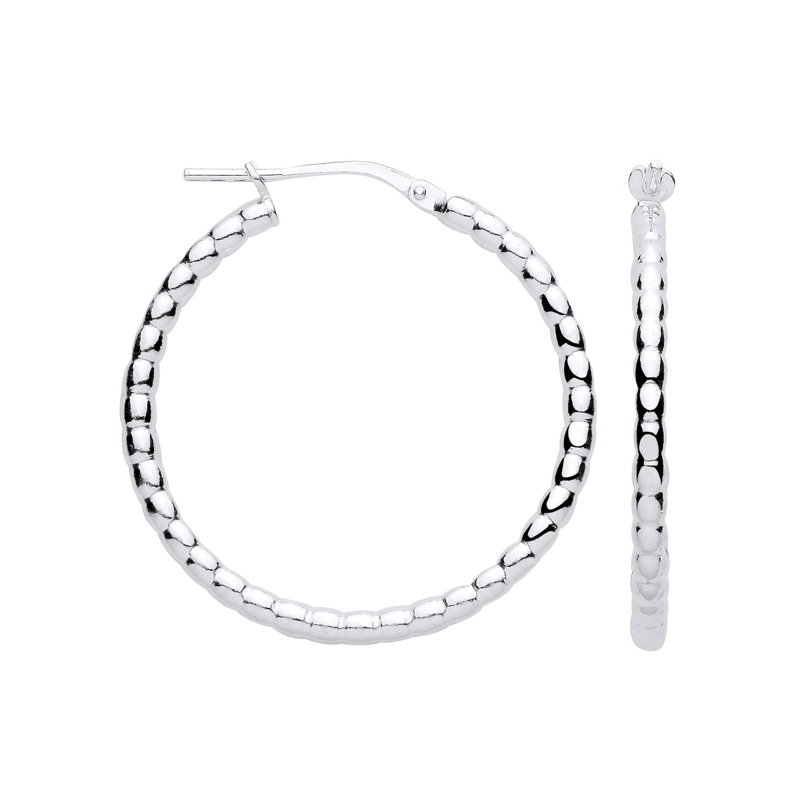 Silver Bead 30mm Hoop Earrings - Fine Ring - Certified Authentic - Swiss Made - UK Stock – Luxury Jewellery by Imperia